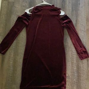 Suede burgundy off shoulder dress